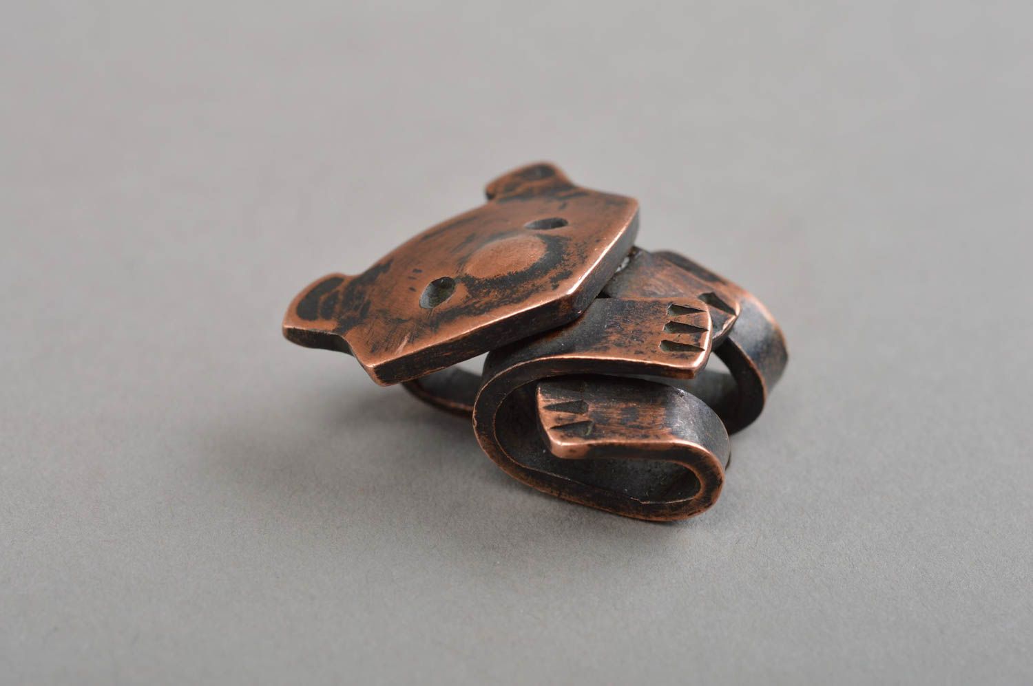 Metal pendant handmade beautiful copper Bear copper accessories metal jewelry photo 5