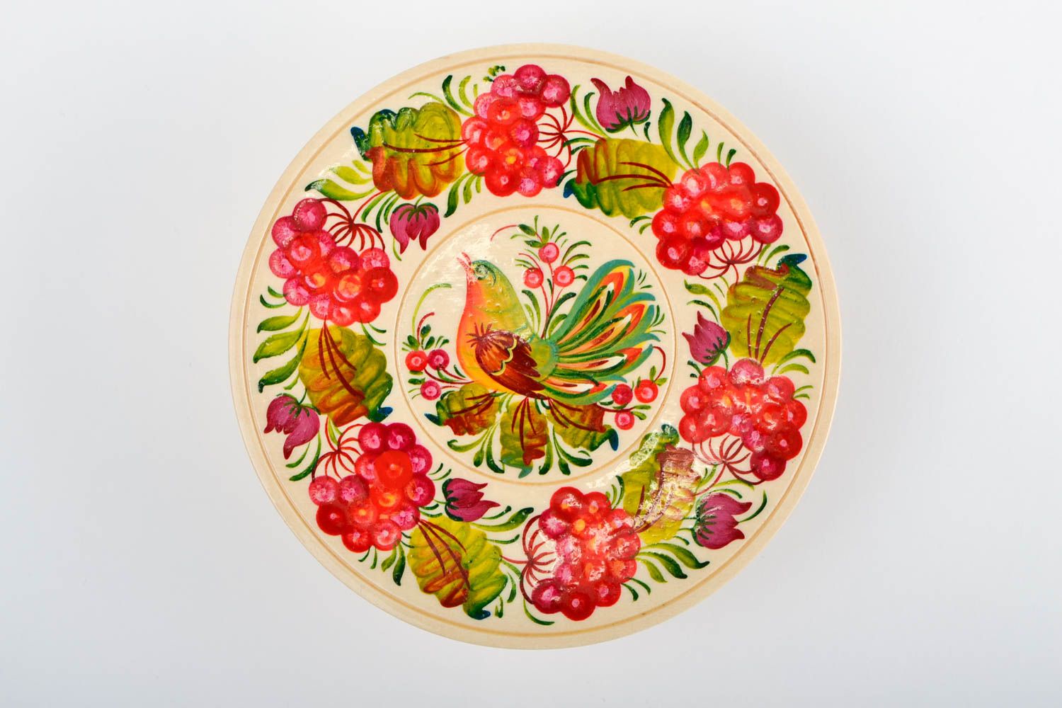 Handmade wooden plate for decorative use only folk art painted plate gift ideas photo 4