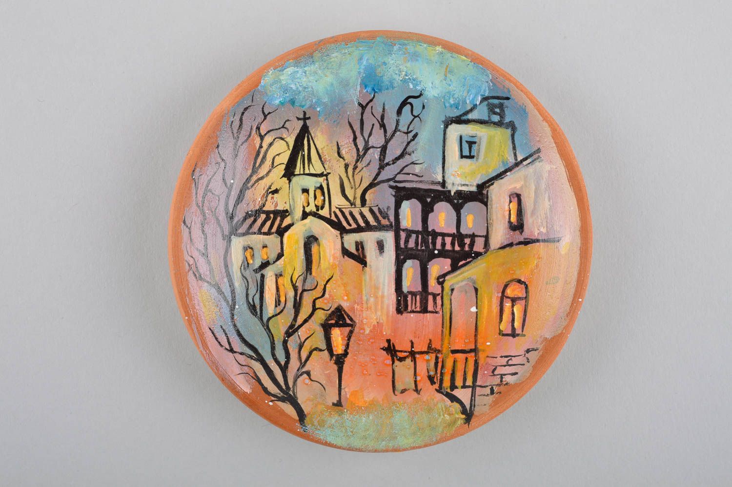 Ceramic handmade plate painted beautiful home decor decorative use only photo 2