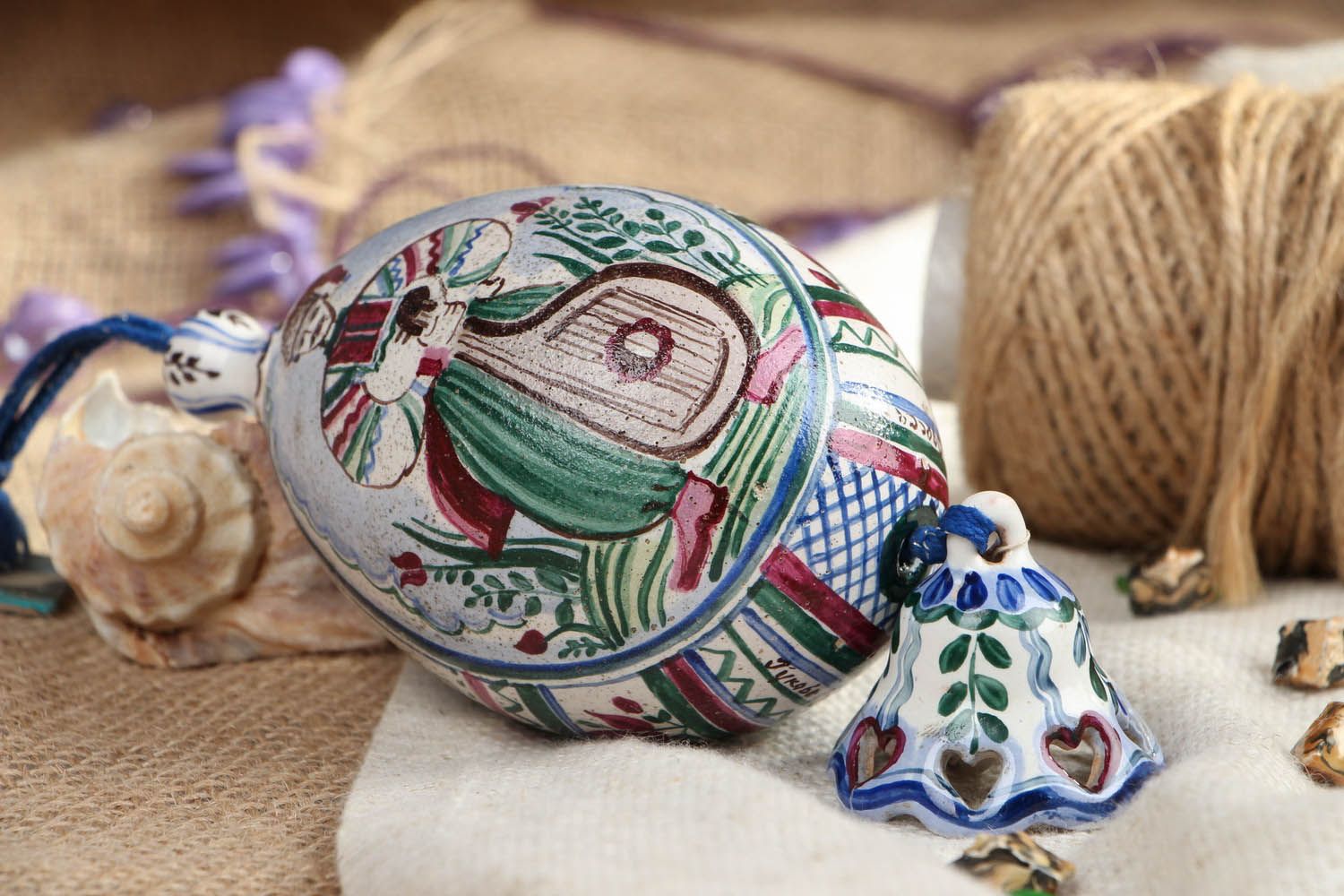 Ovo de cerâmica pintado  foto 4