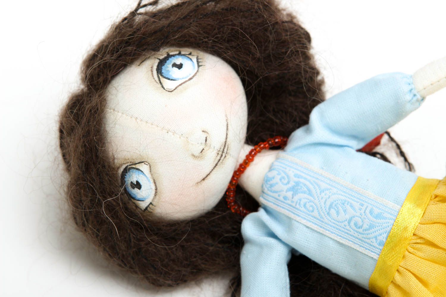 Bambola simpatica in cotone fatta a mano pupazzo tessile originale decoro casa foto 2