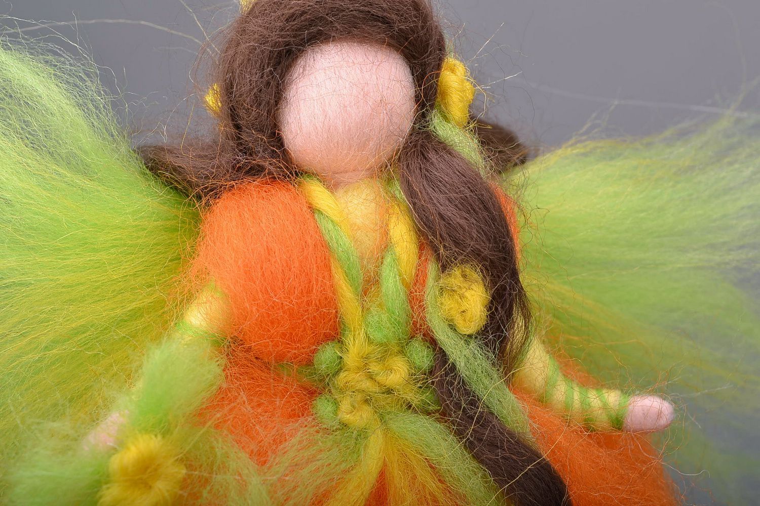 Bambola fata in lana fatta a mano pupazzo tessile originale autunno foto 1