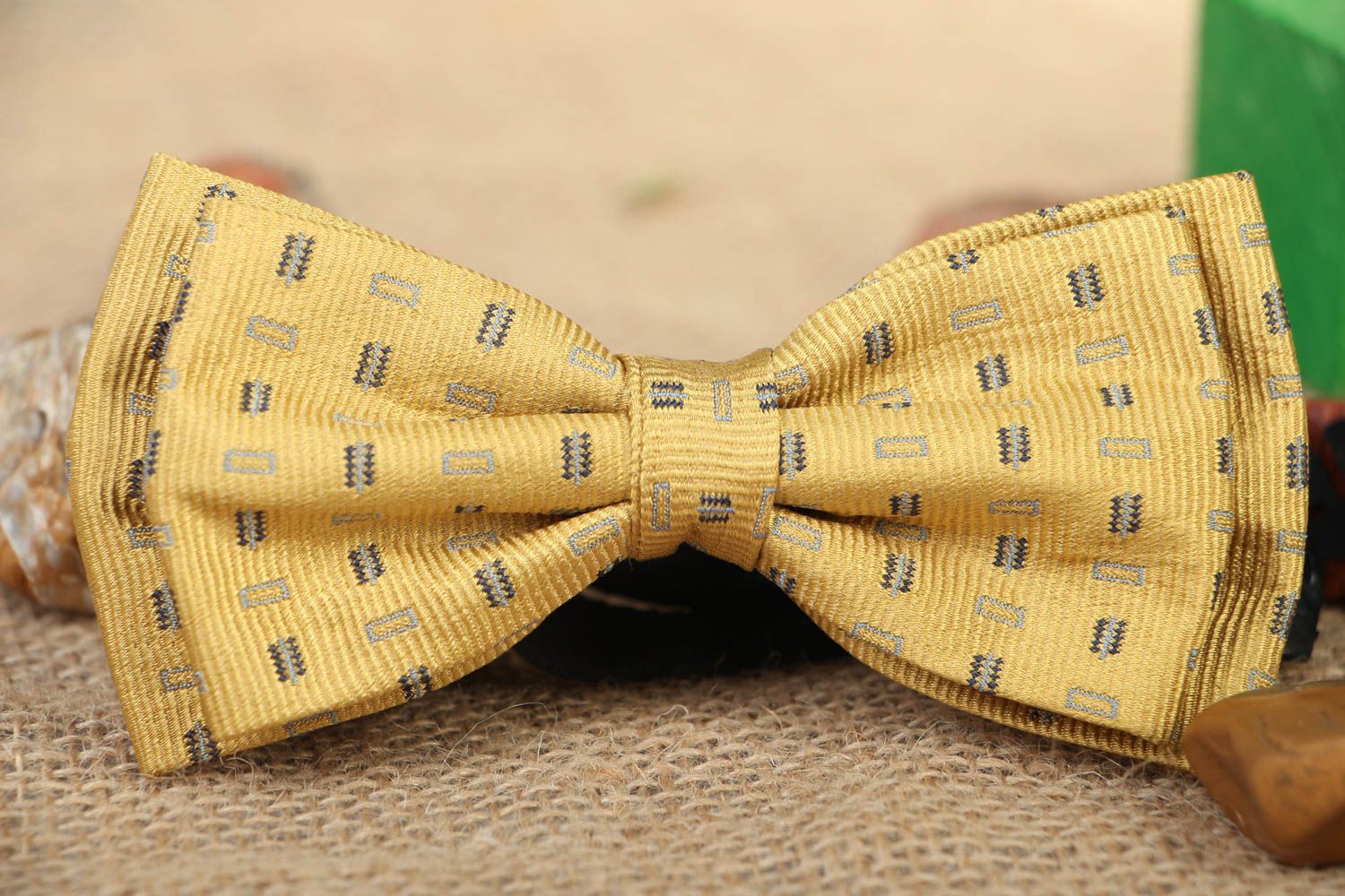 Fabric bow tie Yellow photo 5