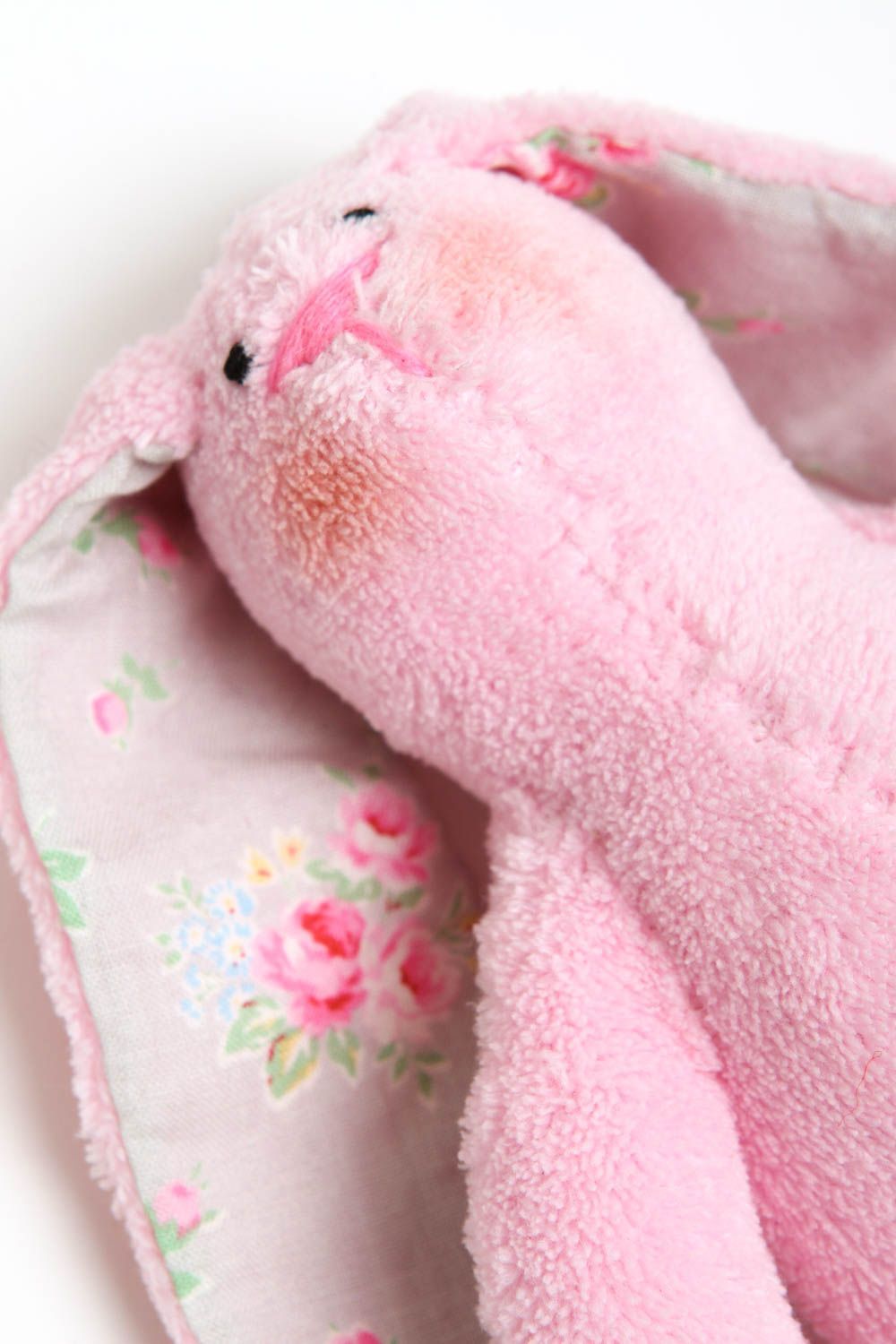 Peluche lapin rose Jouet en tissu fait main mignon original Cadeau enfant photo 5