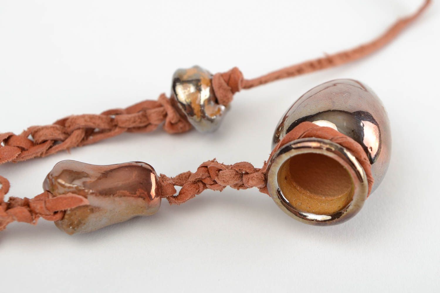 Handmade pendant unique ceramic necklace present for aromatherapy accessory photo 4
