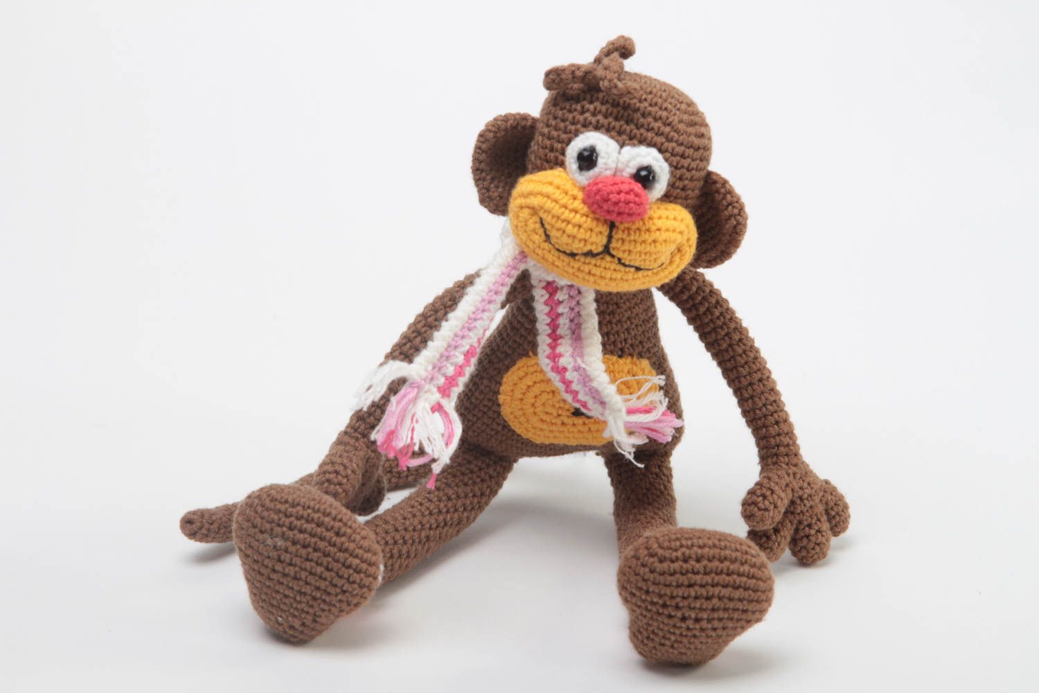 Décoration peluche fait main Jouet enfant Cadeau original singe tricoté doux photo 2