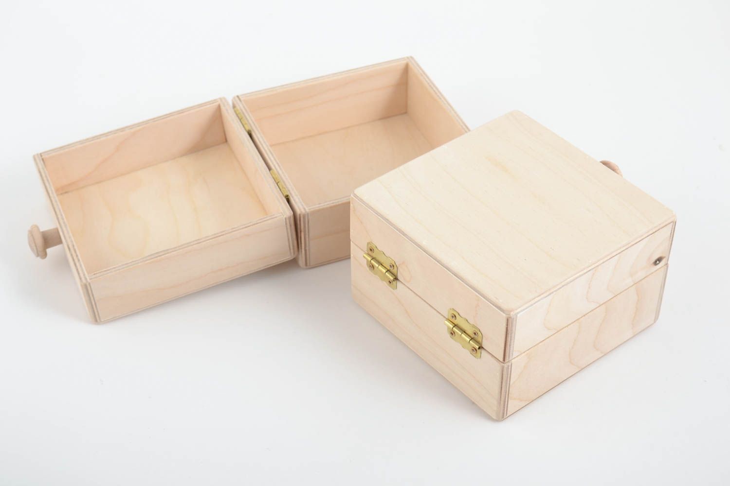 Set of 2 handmade wooden blank boxes wooden craft art supplies gift ideas photo 3