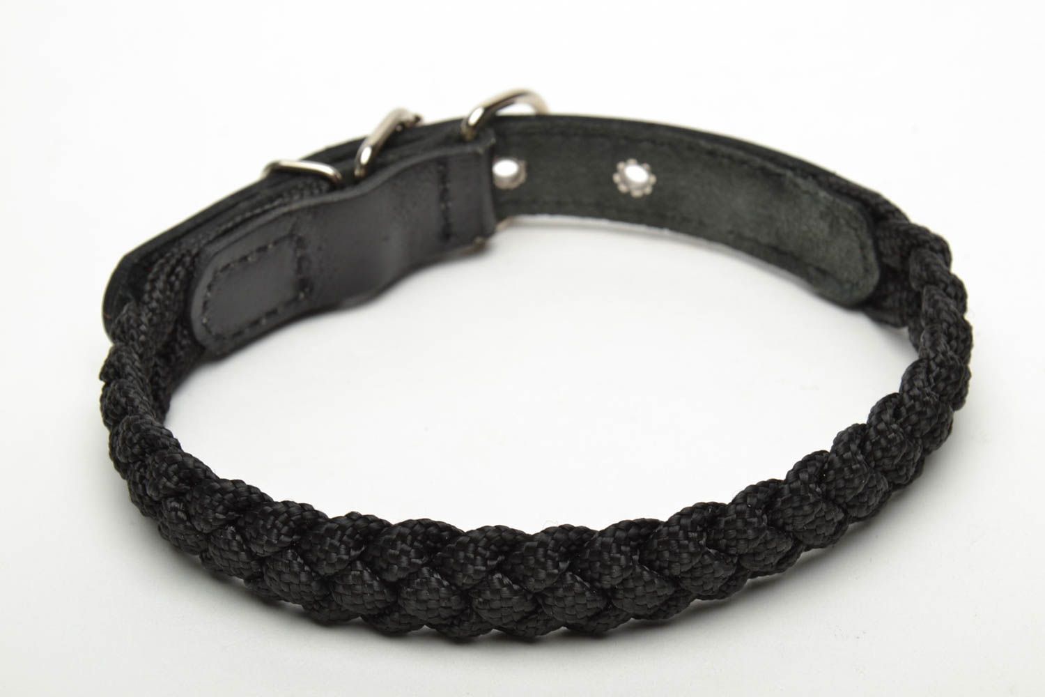 Handmade black dog collar photo 3