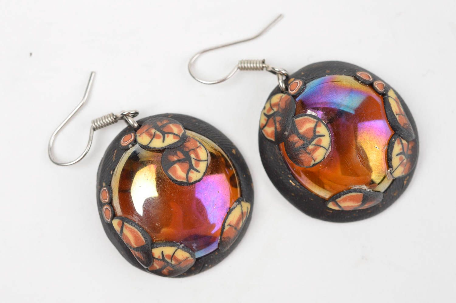 Handmade earrings made of polymer clay beautiful jewelry stylish accessories photo 2