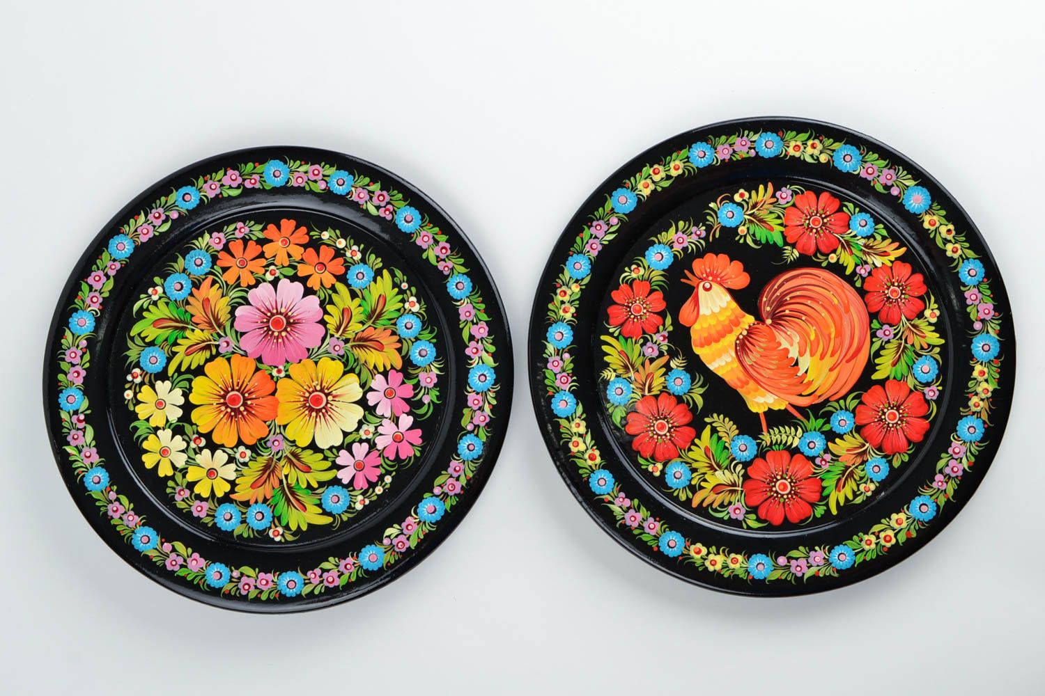 Handmade dish painted dish kitchen decor unusual souvenir wooden plate  photo 5