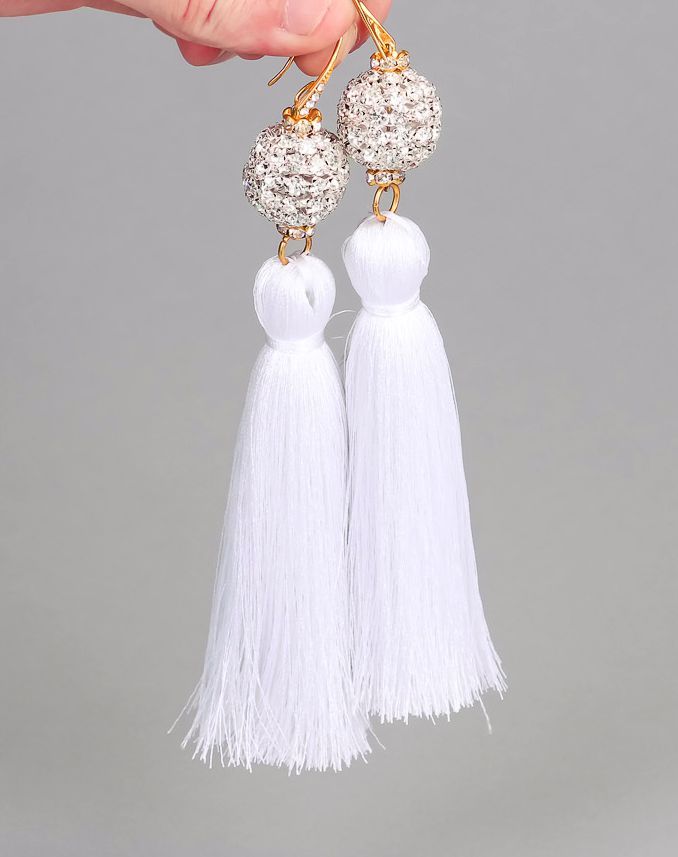 Earrings made of threads Ice photo 5