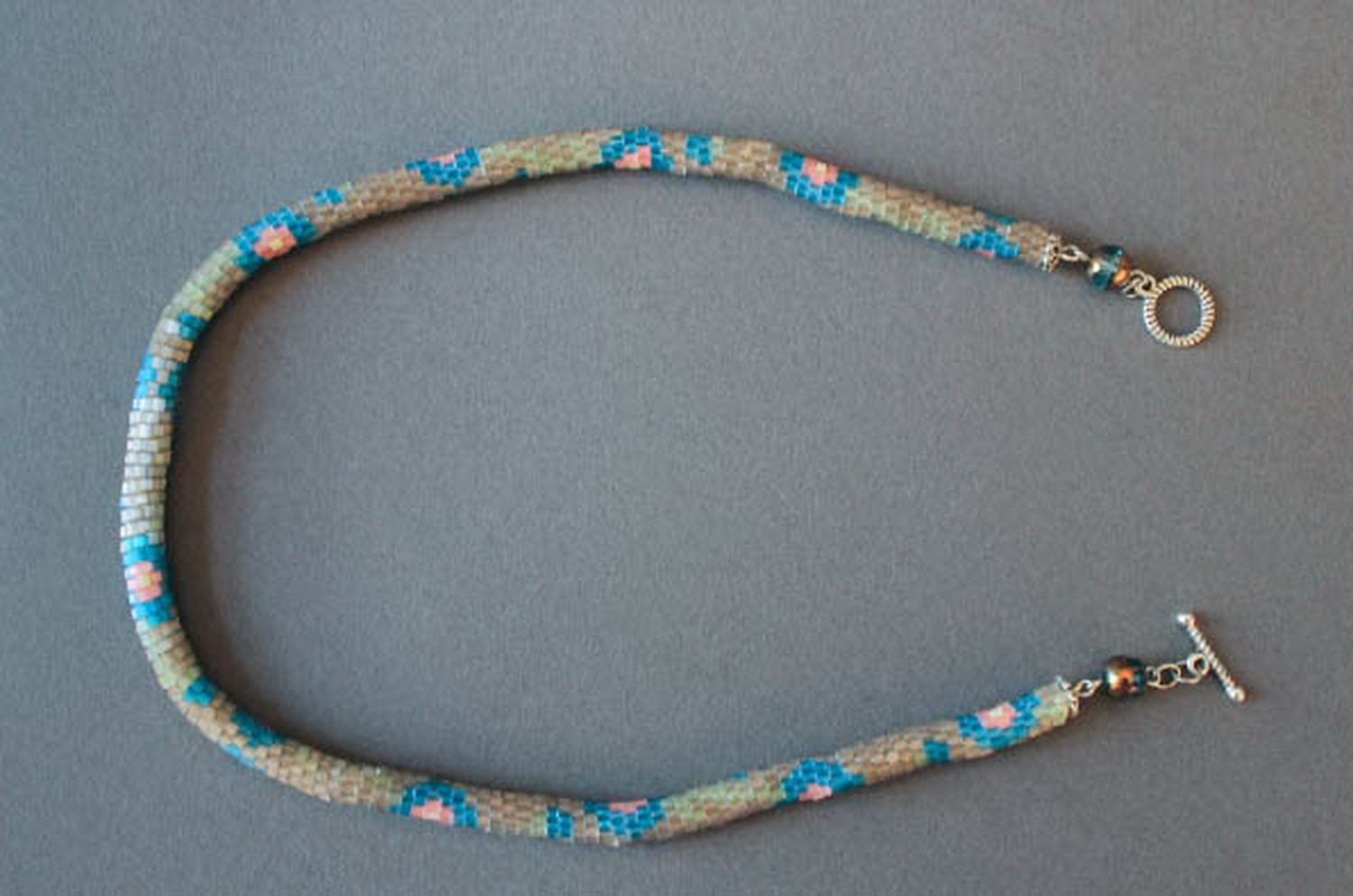 Necklace made from Czech sateen beads with metal fastener photo 8