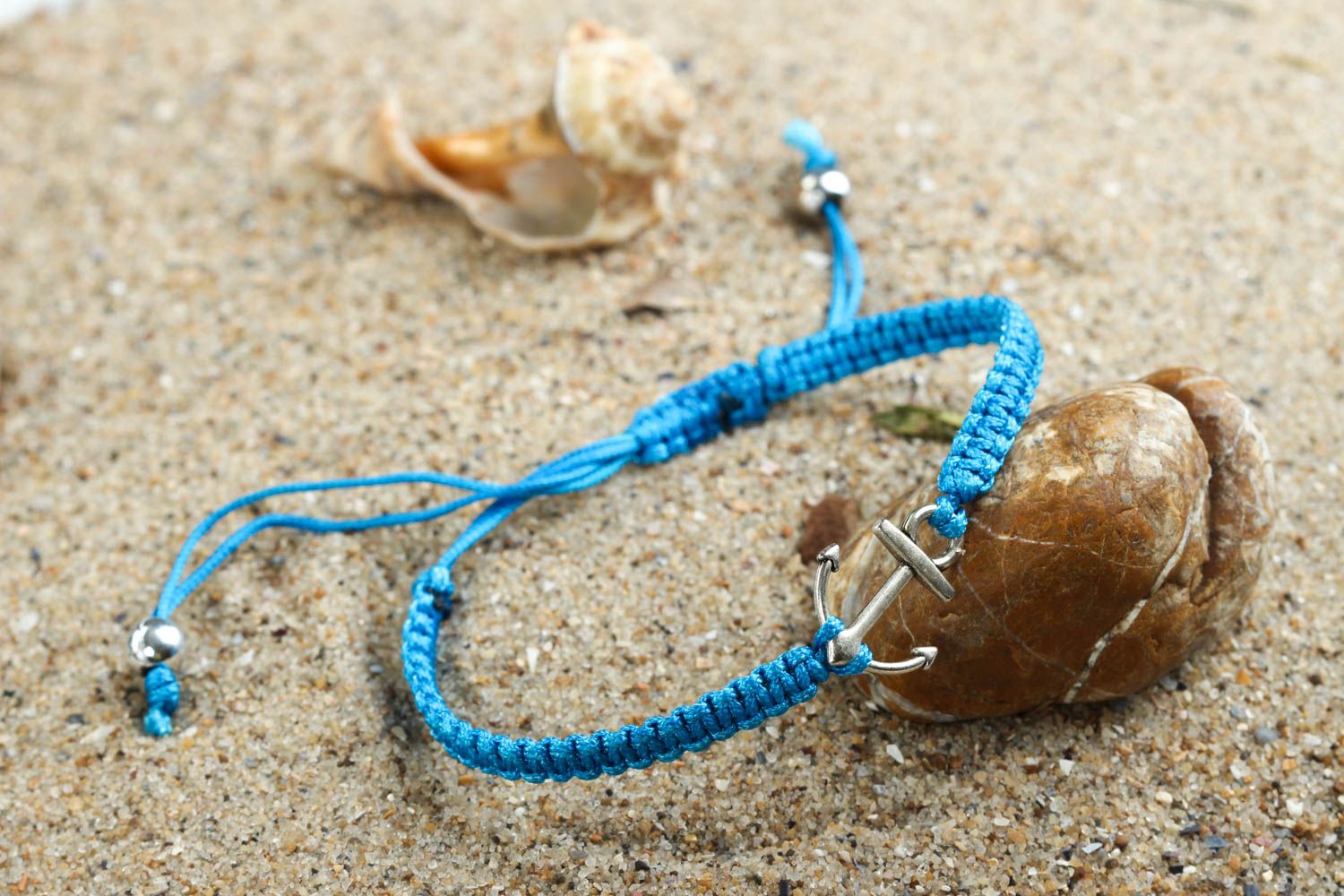 Браслет с якорем ручной работы украшение в морском стиле модный браслет яркий фото 1