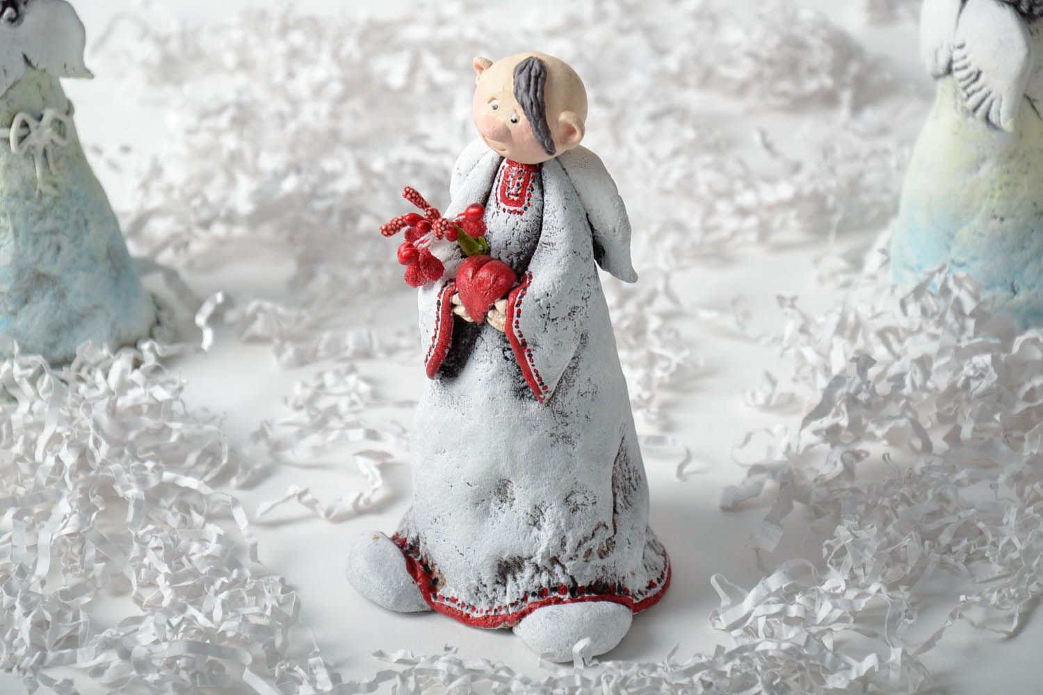Figurine de Noël Ange amoureux faite main photo 1