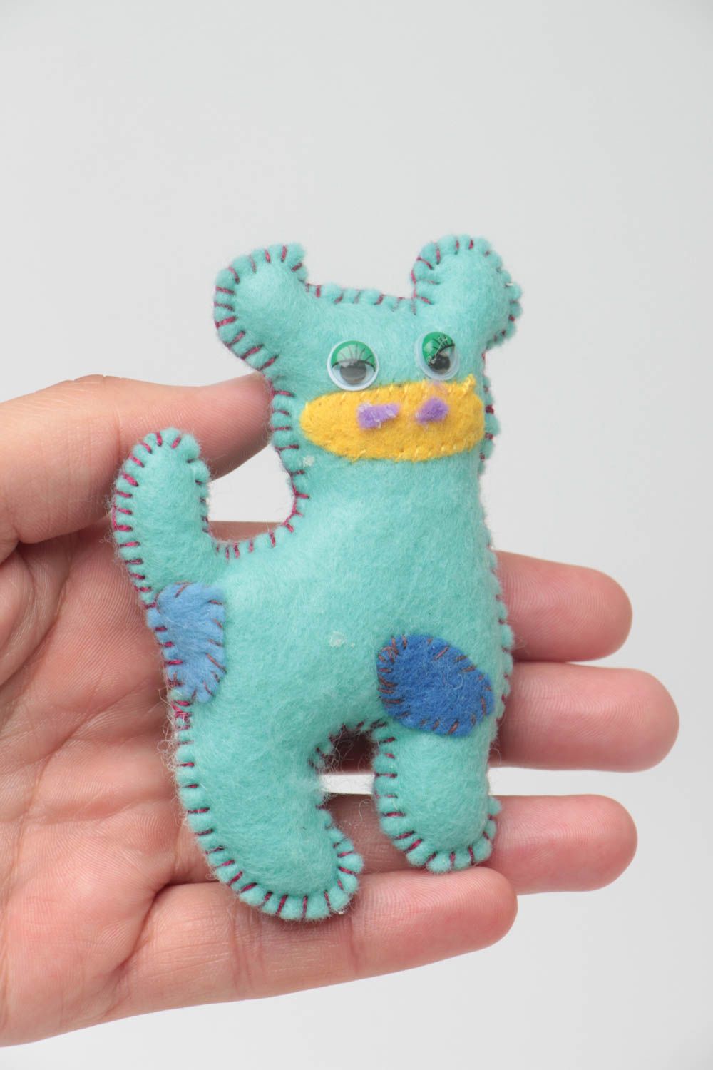 Handmade decorative soft toy dog little blue stuffed toy present for children photo 5