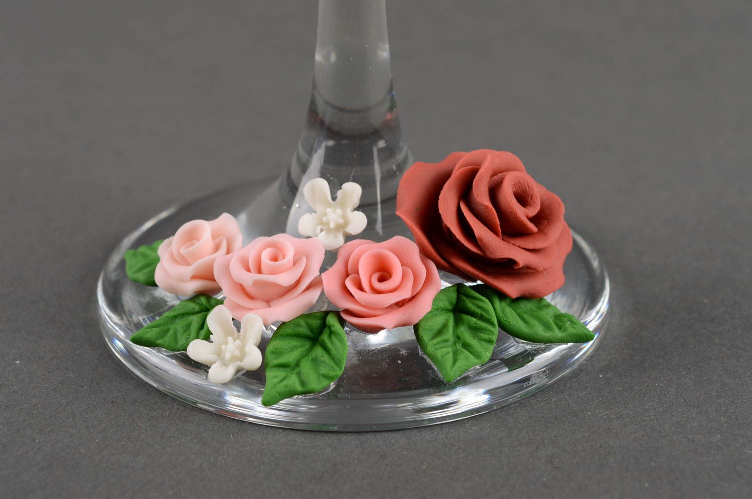 Copas para boda hechas a mano vasos de cristal 300 ml regalos para novios Rosas foto 3