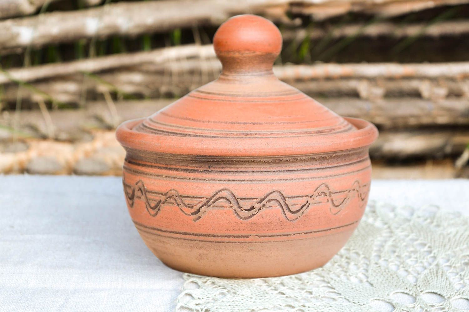 Handmade Dose aus Ton handgefertigt Keramik Geschirr nützlich Salz Dose 200 ml foto 1
