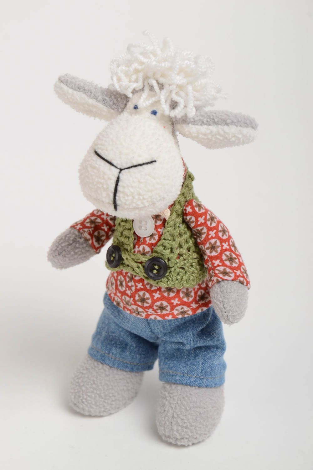 Originelles handmade Kuscheltier Schaf aus Stoff schön für Kinder und Dekor foto 2