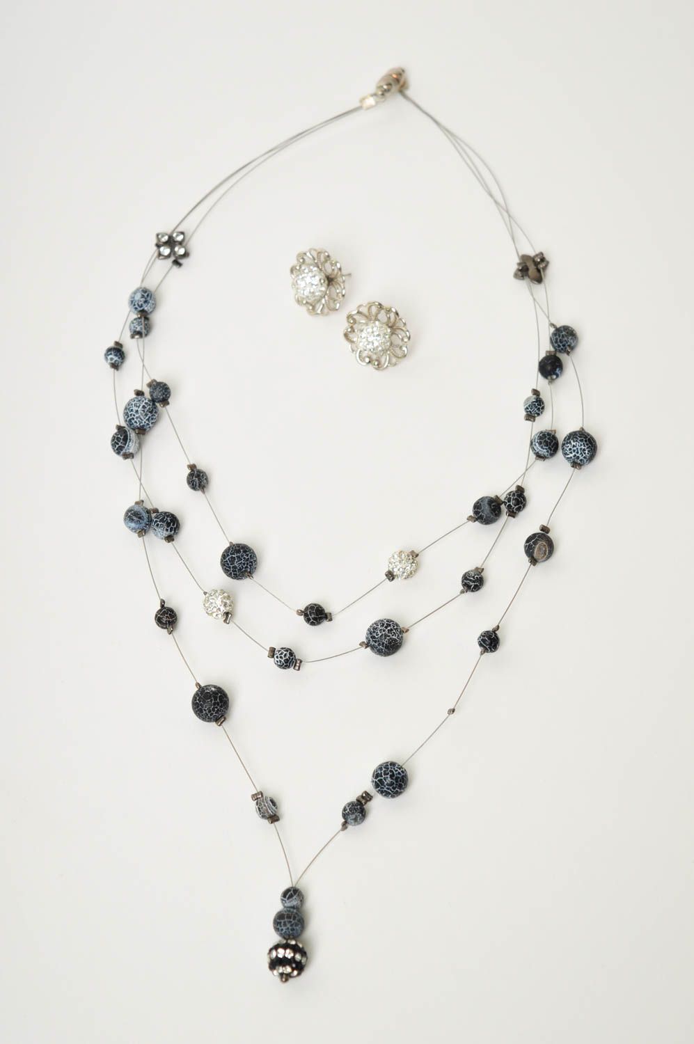 Handmade beaded jewelry set beaded necklace and earrings beautiful jewellery photo 3
