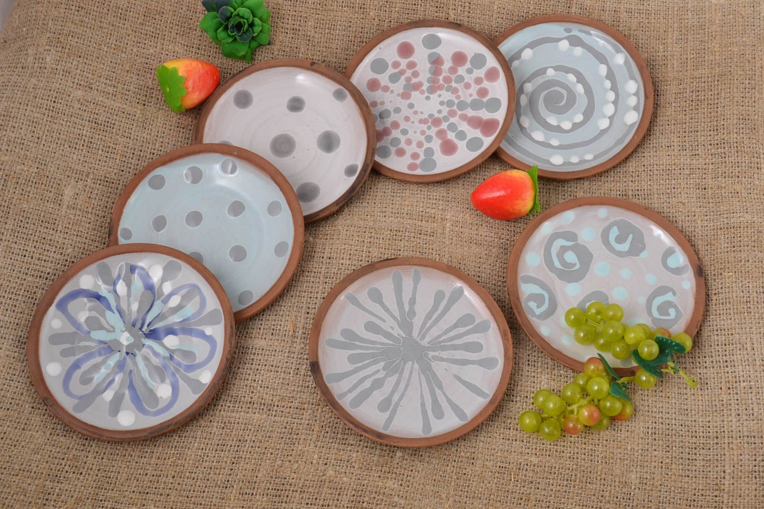 Platos de cerámica artesanales utensilios pintados de cocina menaje del hogar foto 1