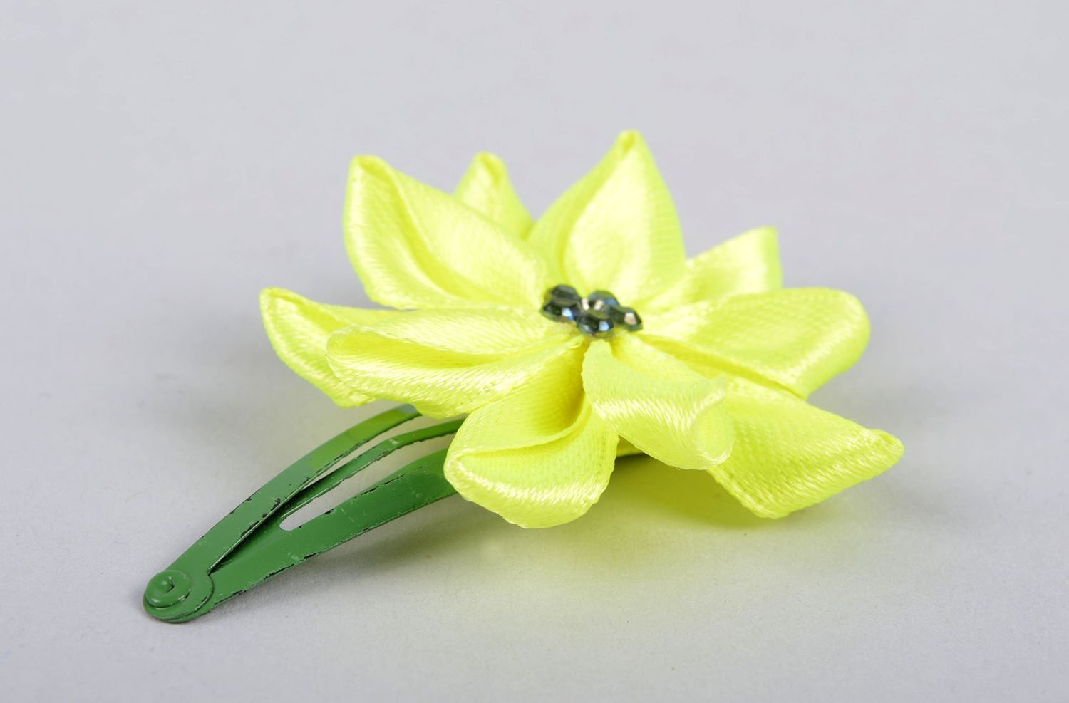 Handmade satin hair clip designer barrette satin flower satin barrette for baby photo 2