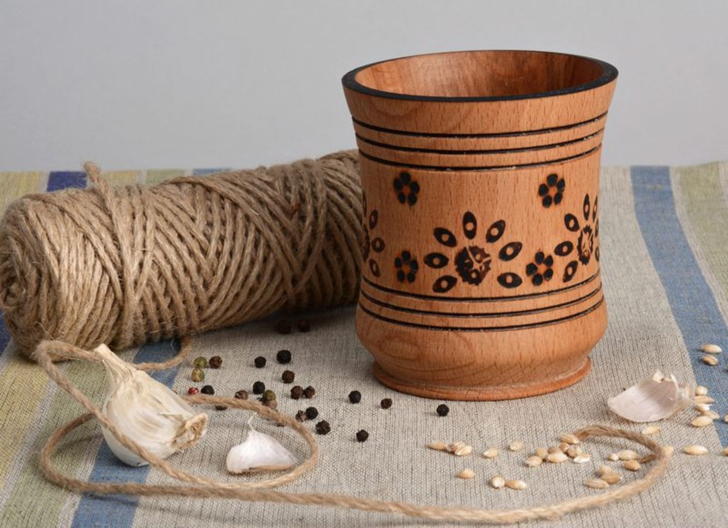 Wooden mortar without pestle photo 4