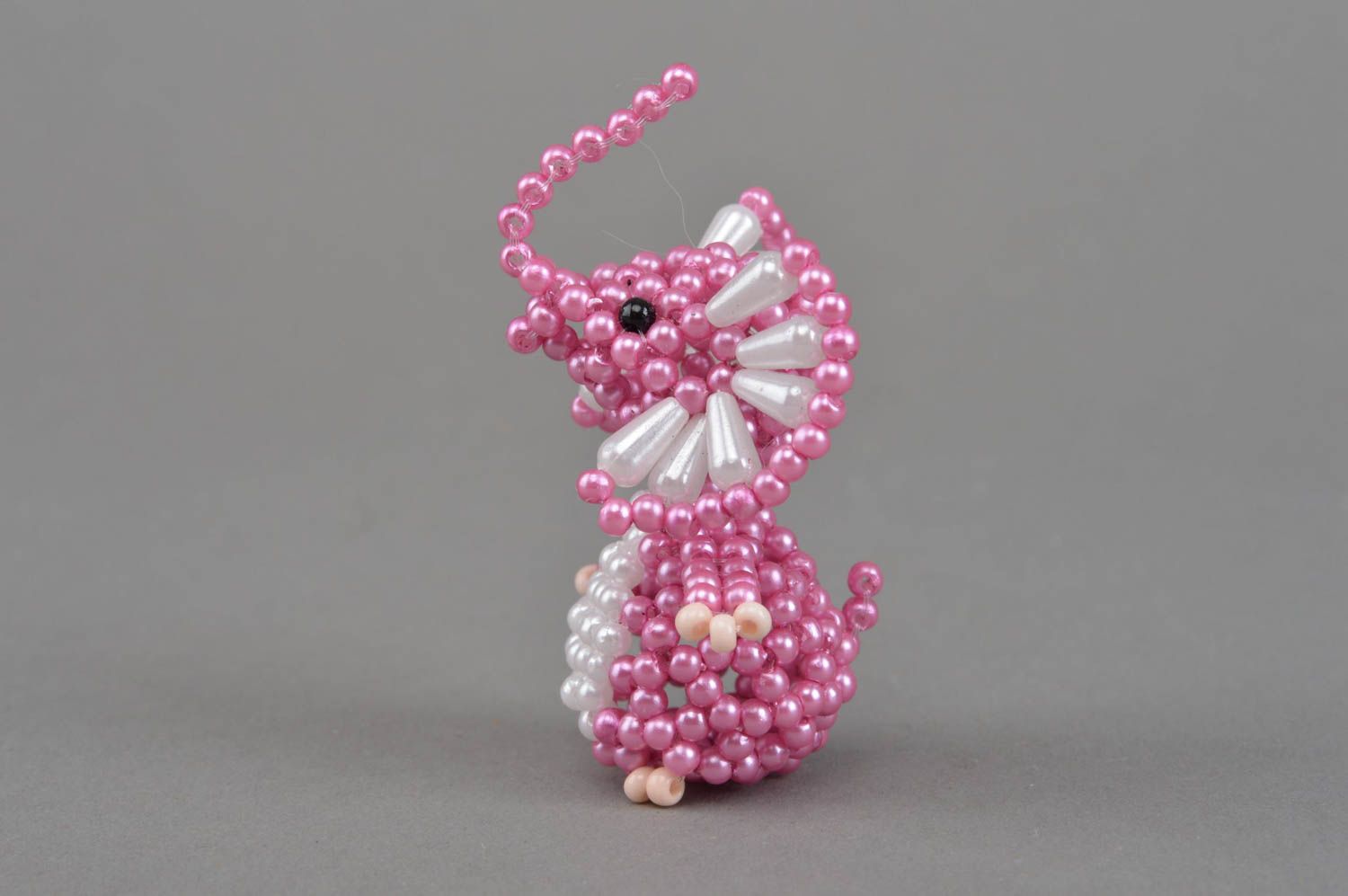Handmade designer miniature collectible beaded animal figurine violet elephant photo 4