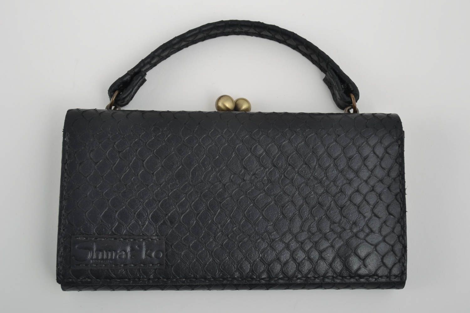 Beautiful handmade leather clutch bag designer handbag leather goods for girls photo 2