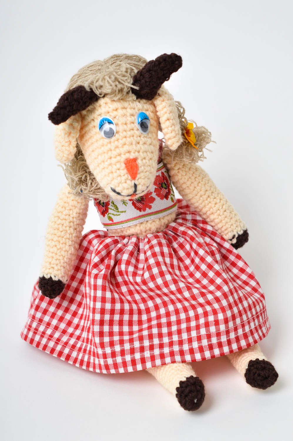 Peluche chèvre fait main Jouet pour enfant tricot design Cadeau enfant photo 2