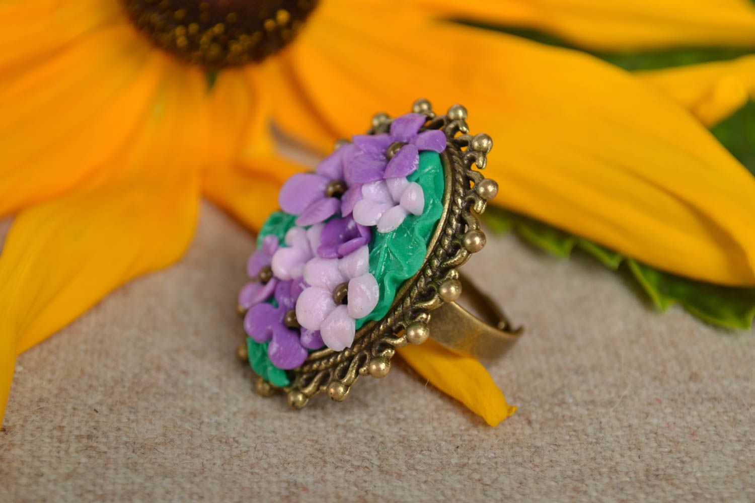 Handmade jewelry plastic ring flower jewelry fashion rings designer accessories photo 1