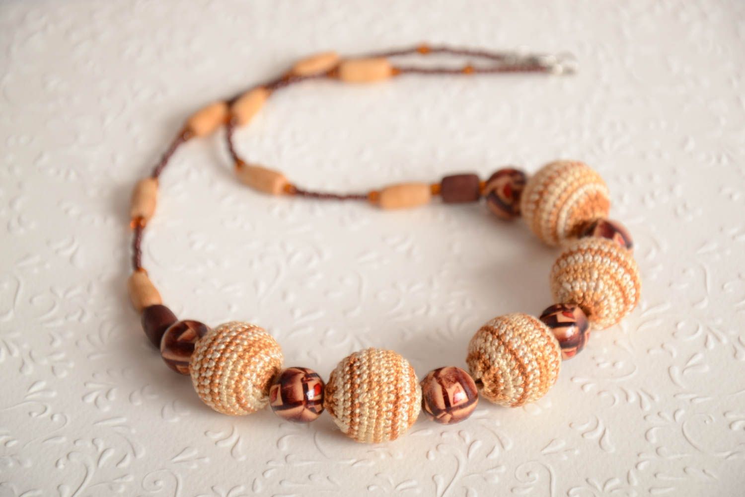 Brown designer necklace handmade wooden accessory stylish beautiful jewelry photo 1