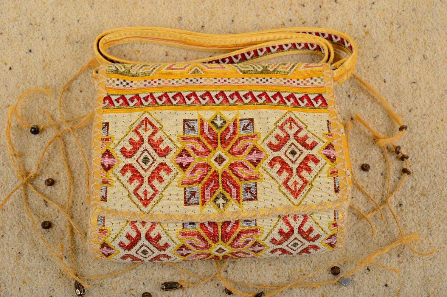 Handmade bag bright fabric bag shoulder bag textile accessory perfect gift photo 1