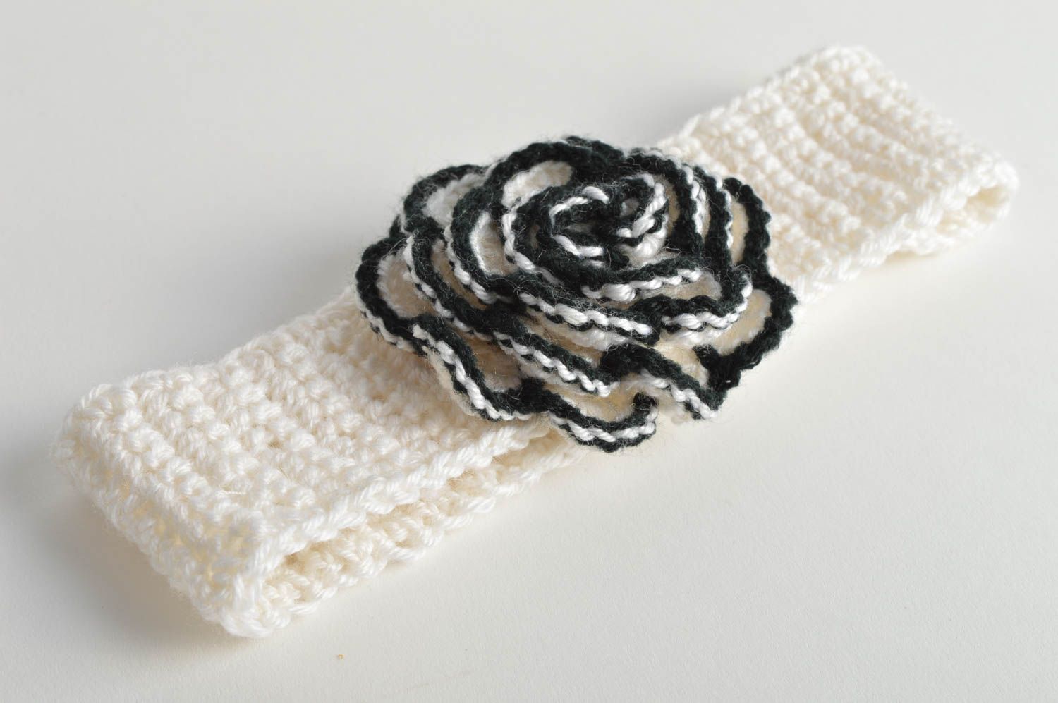 Unusual beautiful children's handmade designer crochet flower headband photo 4