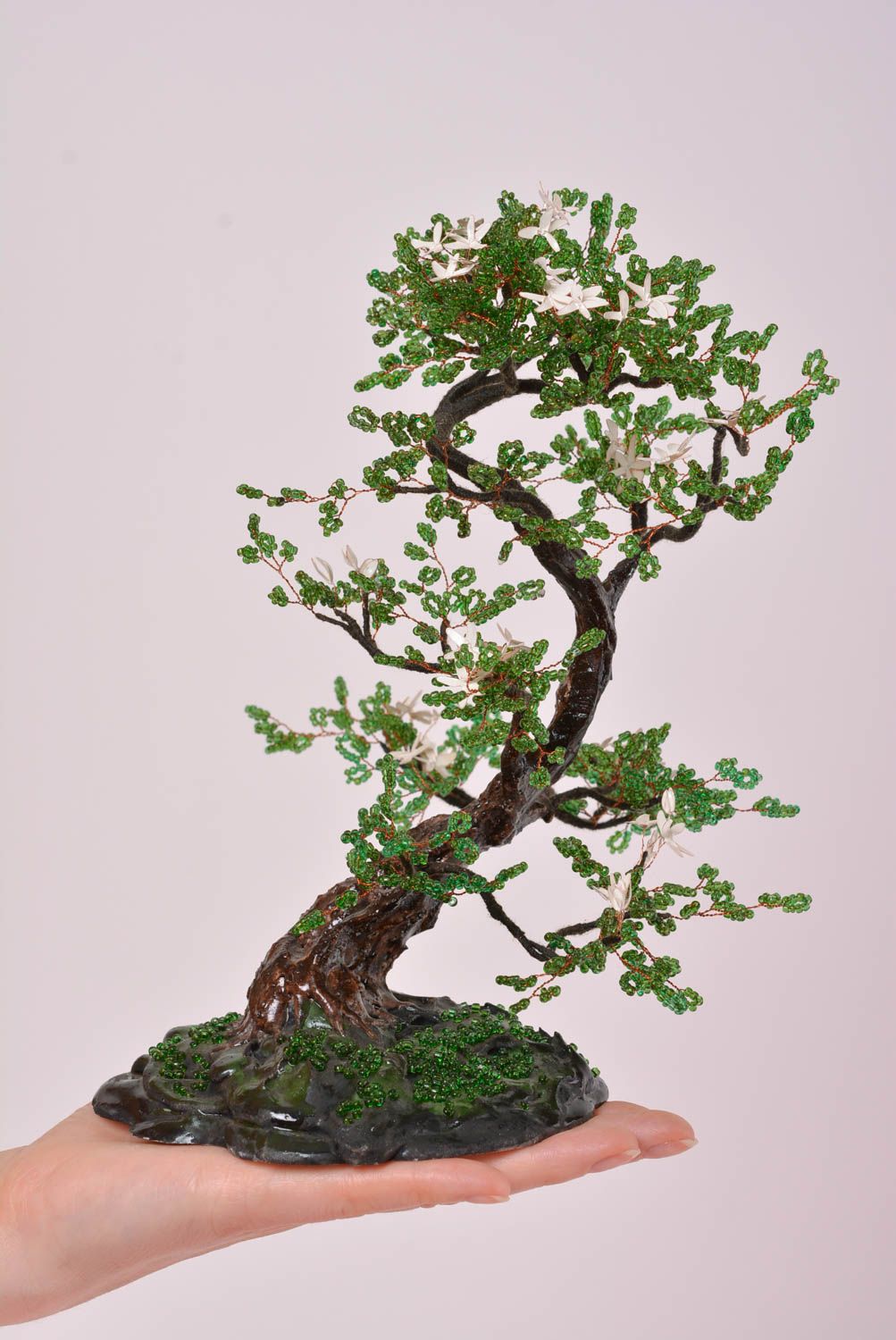 Arbre perles de rocaille fait main Arbre miniature bonsaï vert Déco maison photo 5