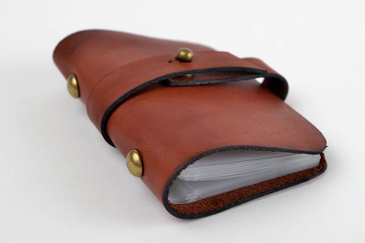 Handmade leather goods leather business card holder mens card holder cool gifts photo 4