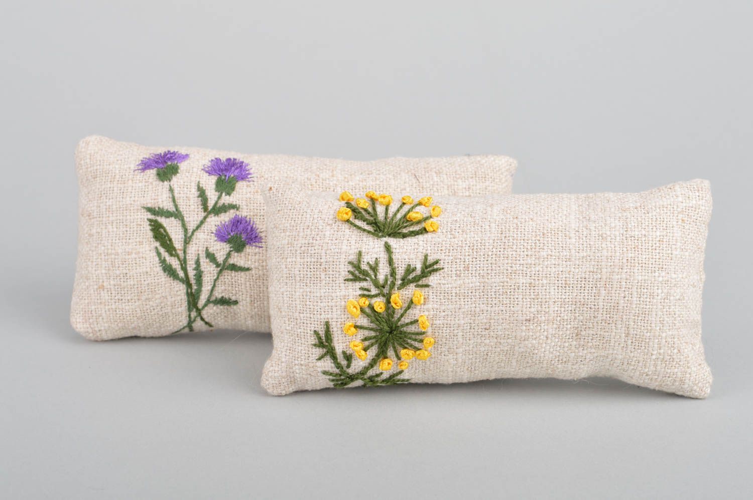 Handmade designer soft interior embroidered sachet pillows with herbs for home photo 2