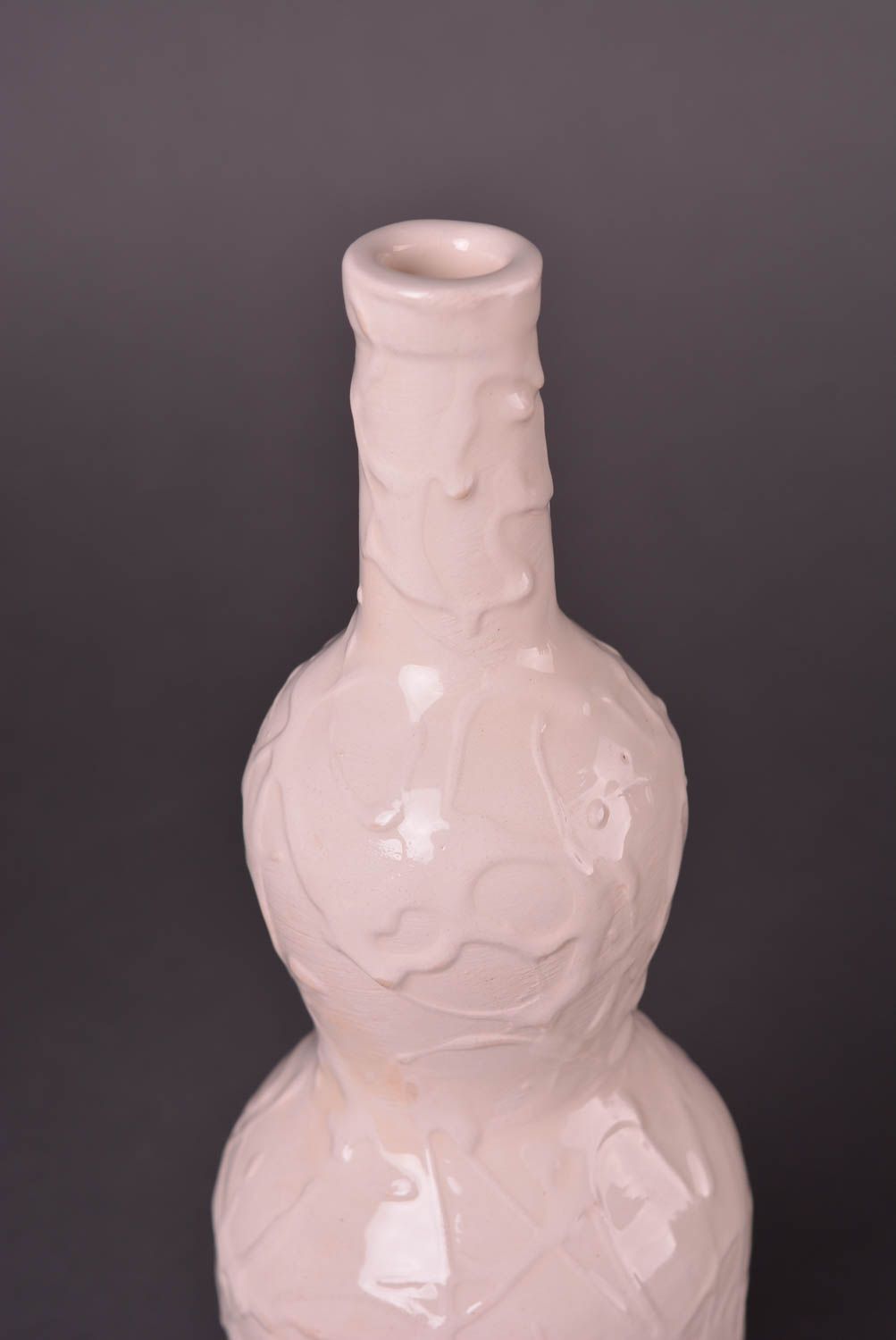 Посуда ручной работы глиняная бутылка белая керамическая бутылка 700 мл фото 4