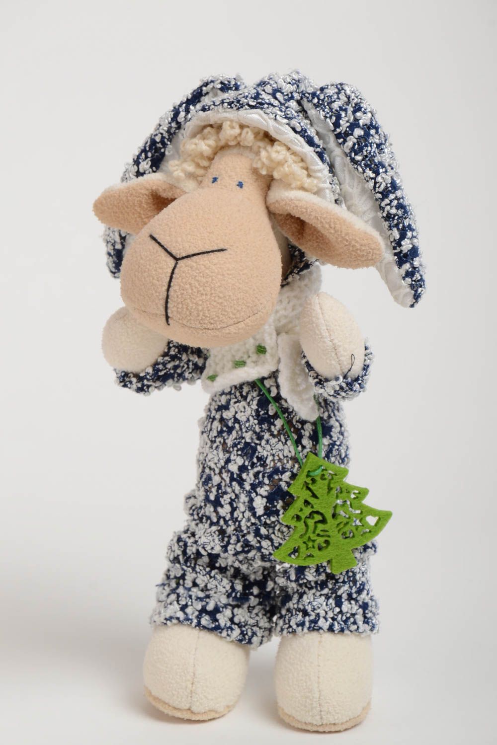 Felt handmade decorative stuffed toy soft little lamb for children and interior photo 2