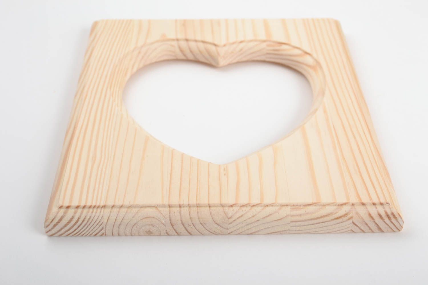 Handmade wooden craft blank for photo frame with heart shaped cut for decoupage photo 3
