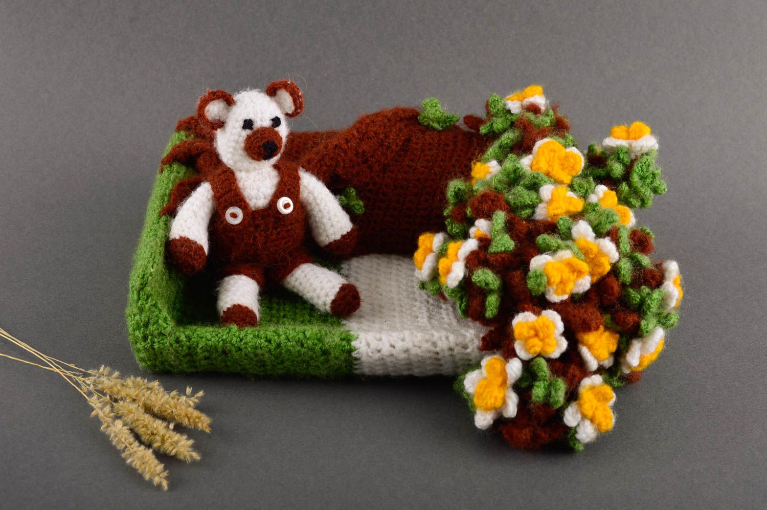 Handmade Puppen Sofa gehäkelt Spielzeug für Kleinkinder Geschenk für Tochter  foto 1