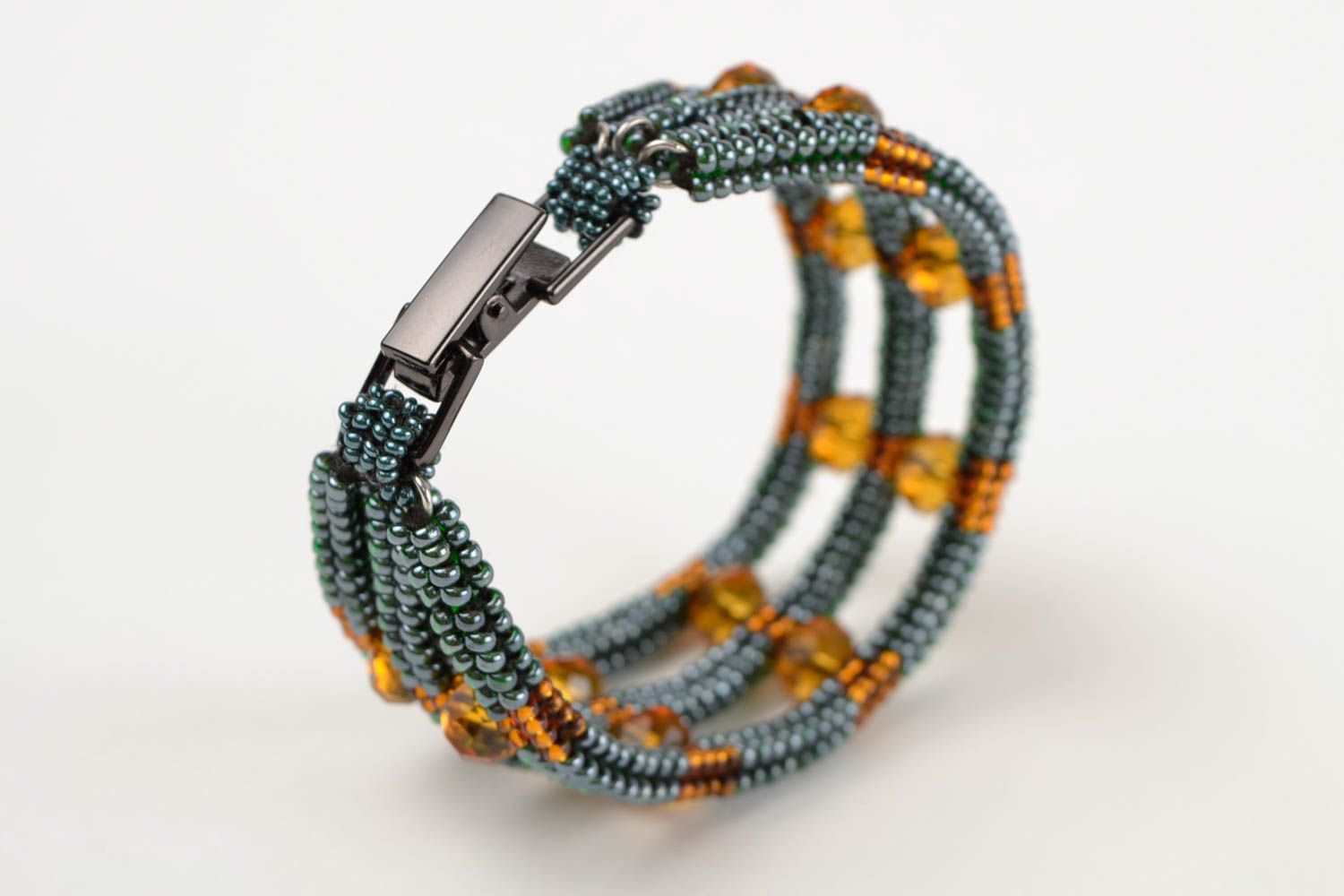 Three layers handmade beaded bracelet for women photo 5