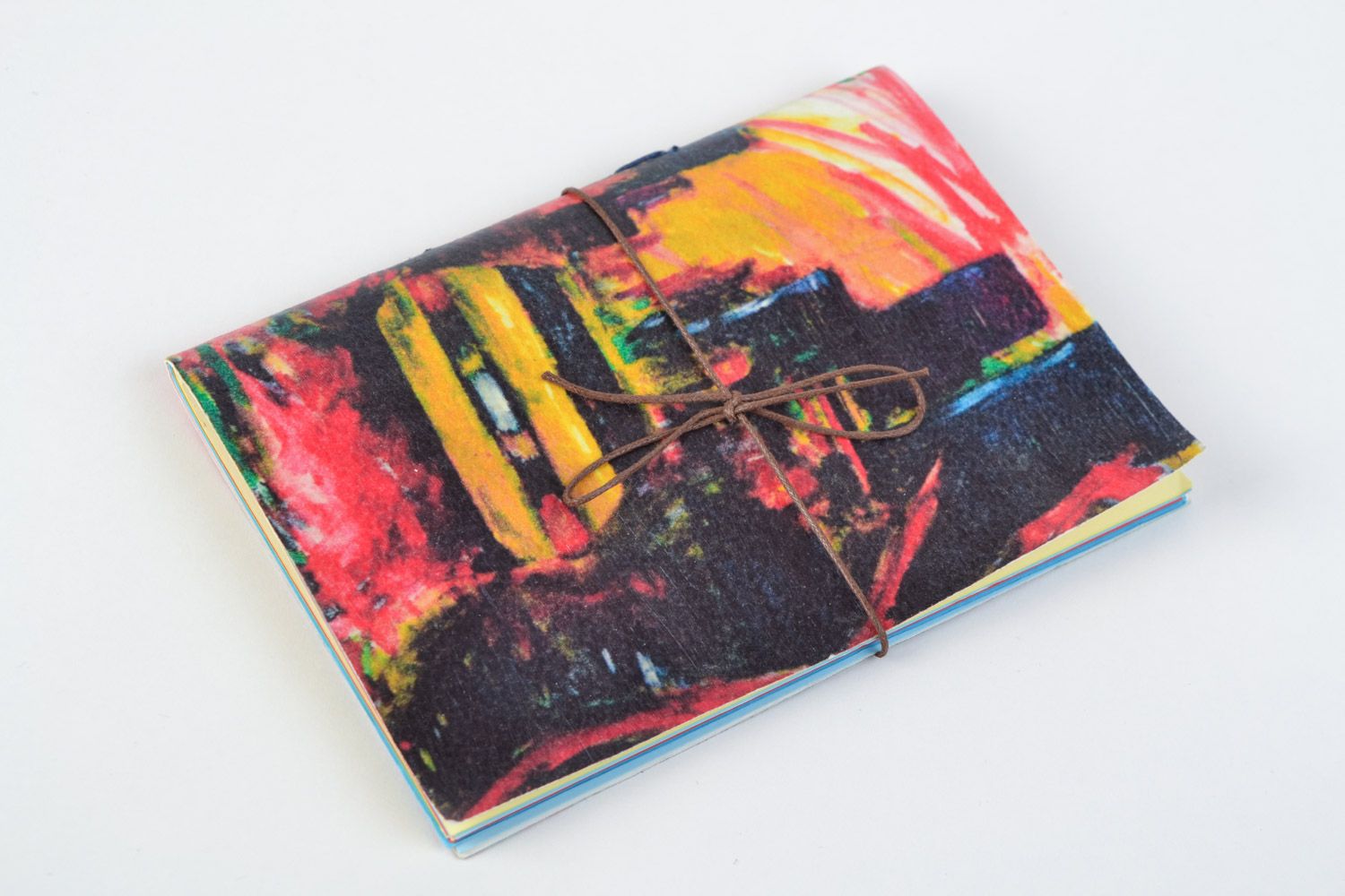 Handmade designer colorful notebook with laser print with ties for 48 pages photo 1