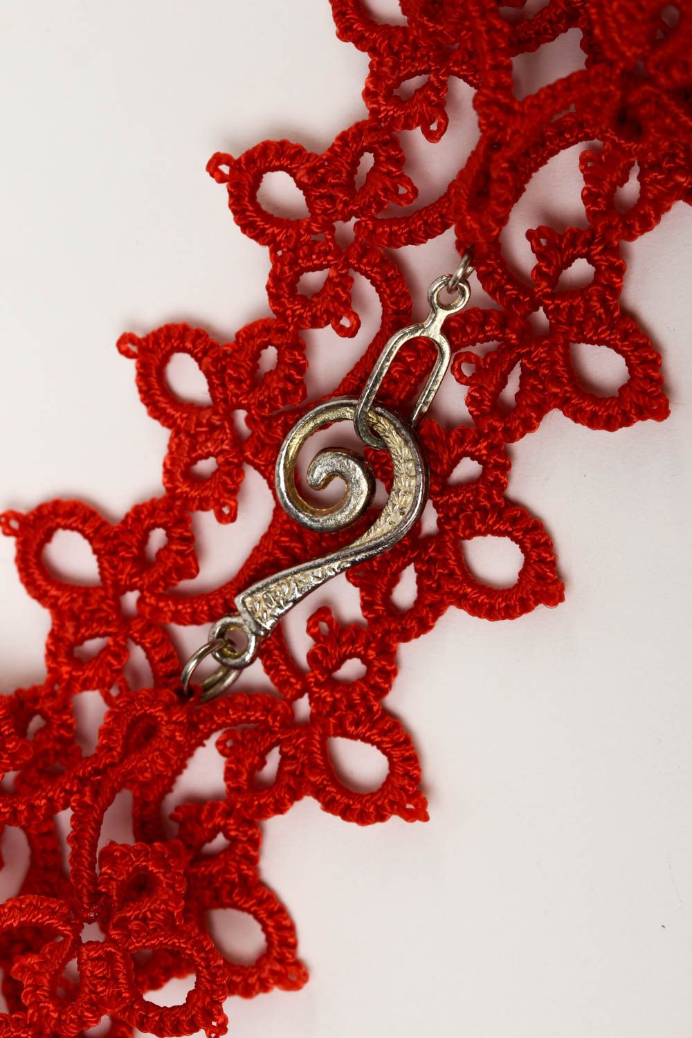 Elegant handmade textile necklace woven tatting necklace beautiful jewellery photo 5