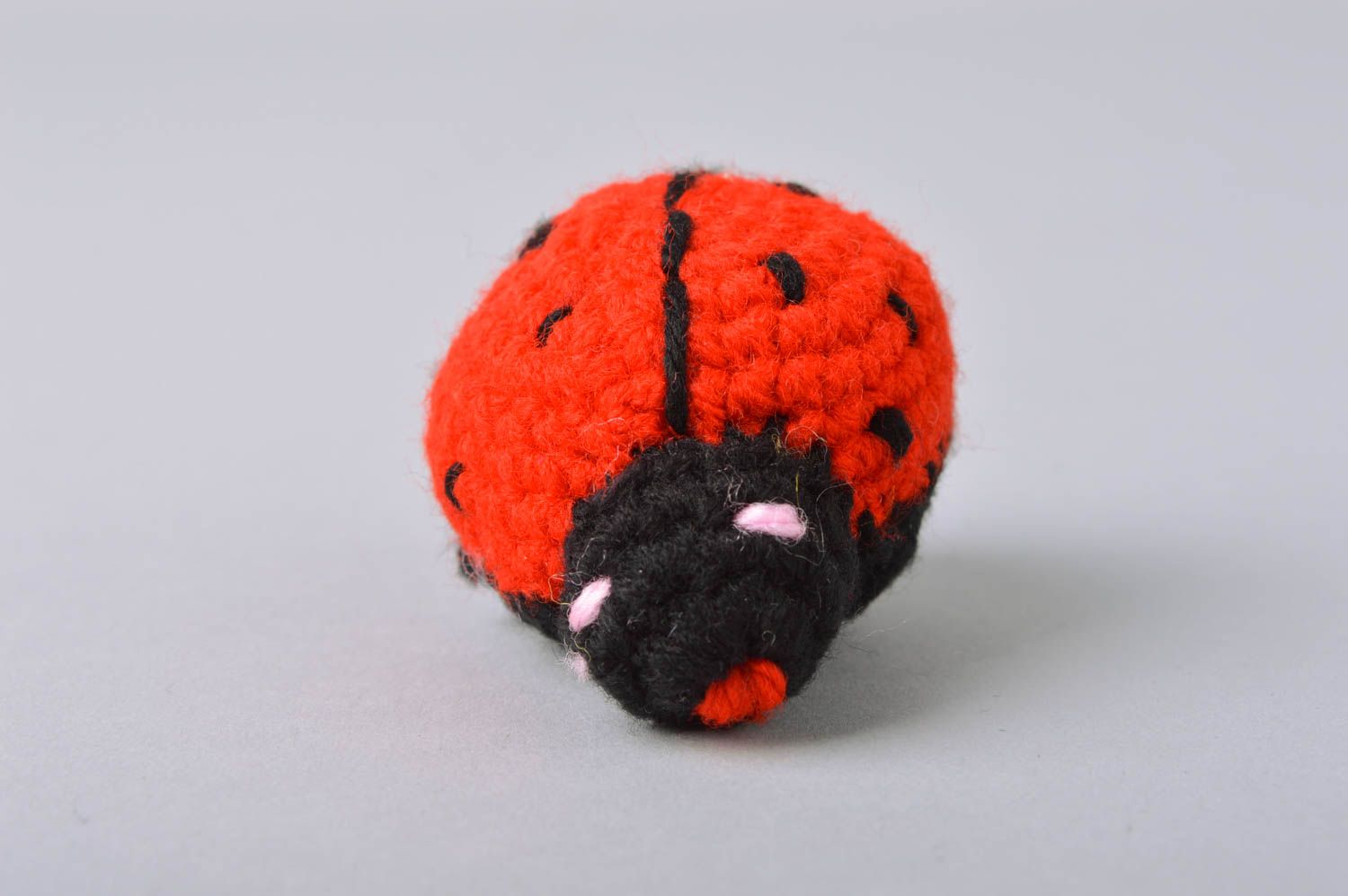 Soft crocheted handmade beautiful bright toy ladybug for kids photo 2