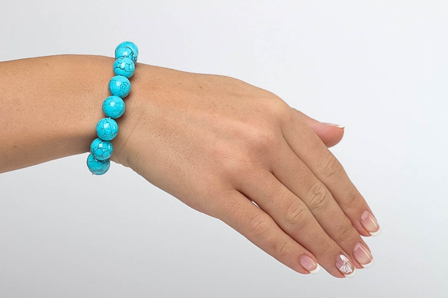 Bracelet turquoise fait main Bijou de créateur Cadeau original pour femme photo 5