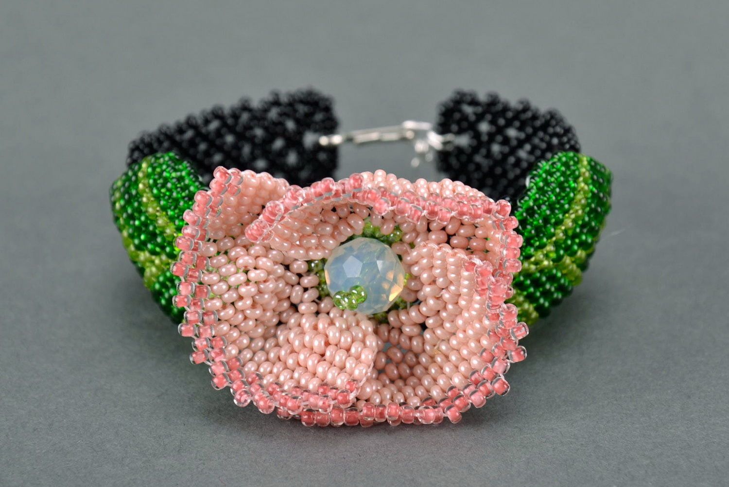 Collier et bracelet à fleur en perle de verre photo 4