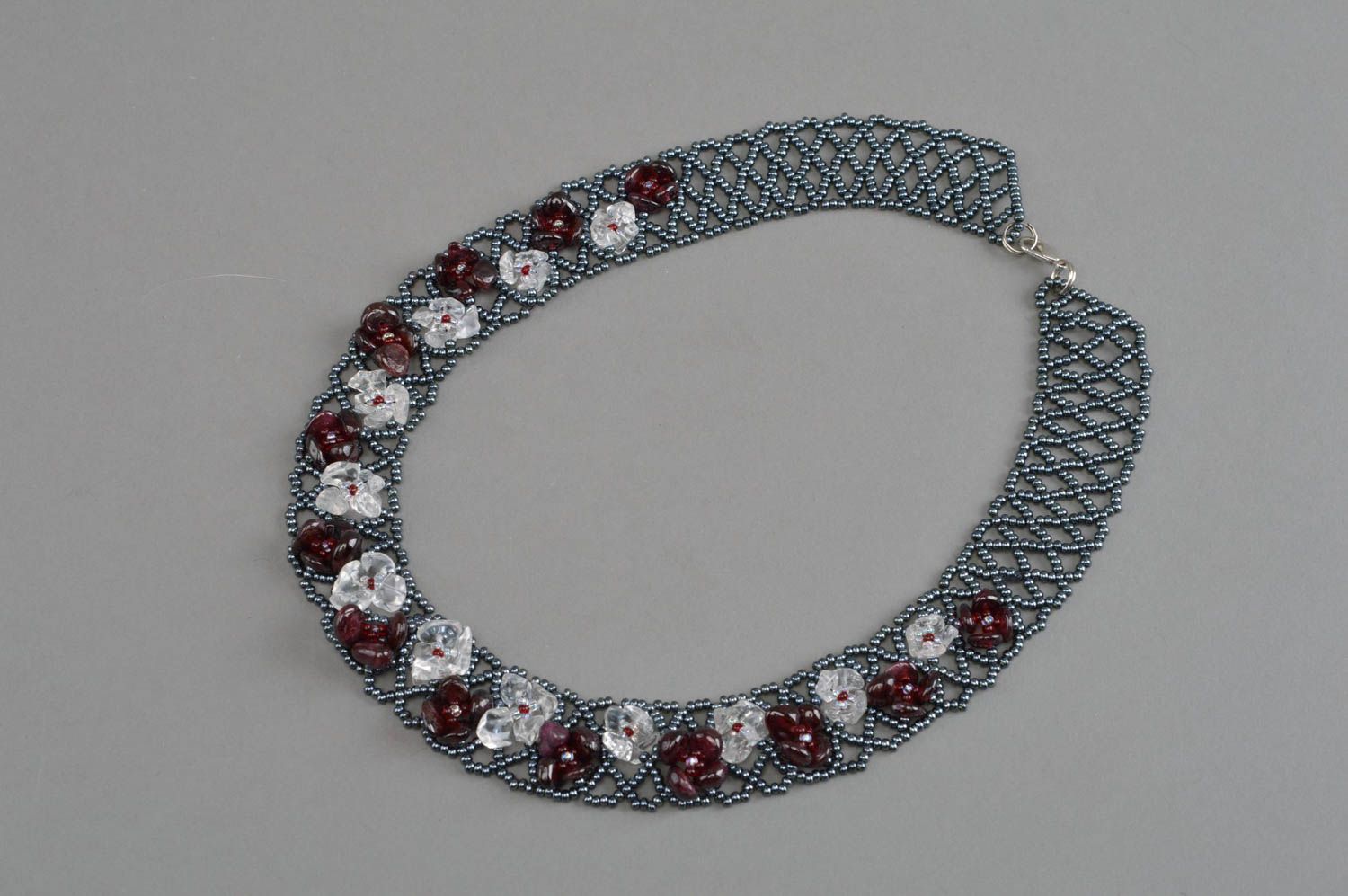 Handmade Glasperlen Halskette aus echten Steinen Designer Collier Kette  foto 2