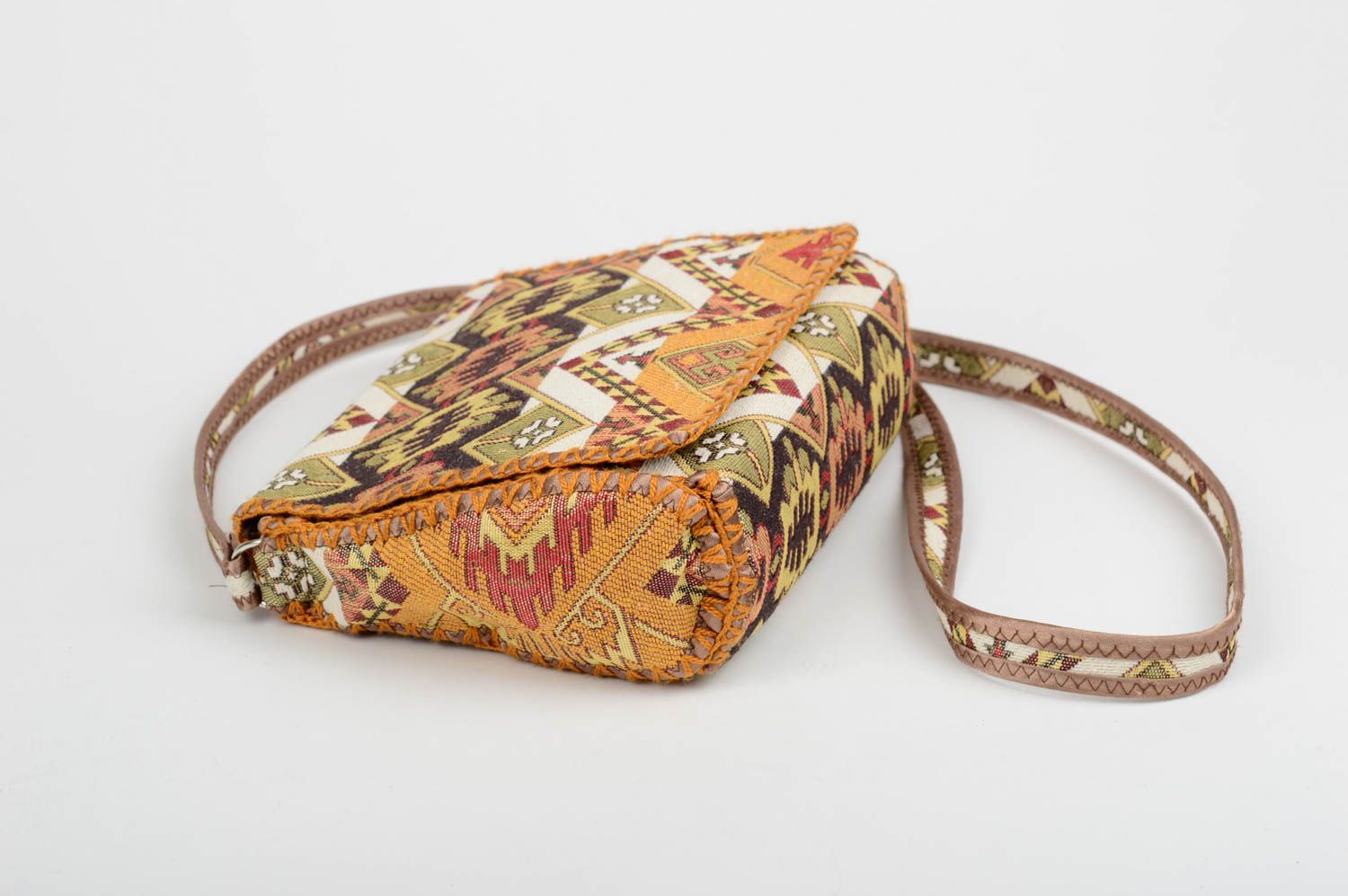 Handmade fabric shoulder bag  ethnic accessory unusual present stylish bag photo 3