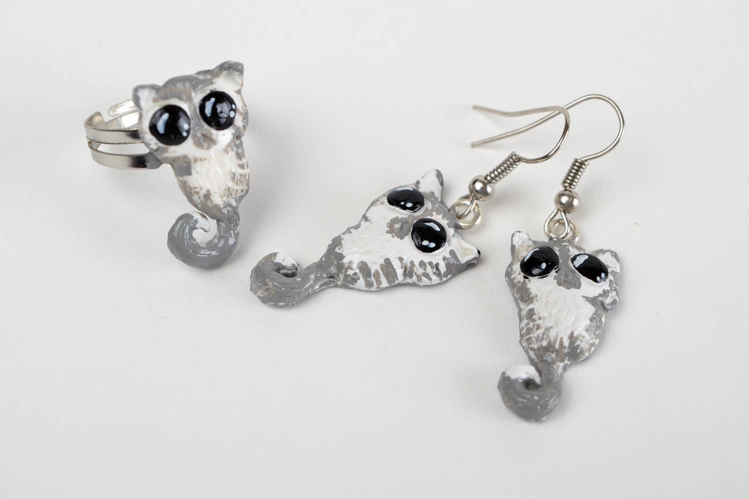 Handmade plastic earrings plastic ring beautiful jewellery artisan jewelry set photo 3