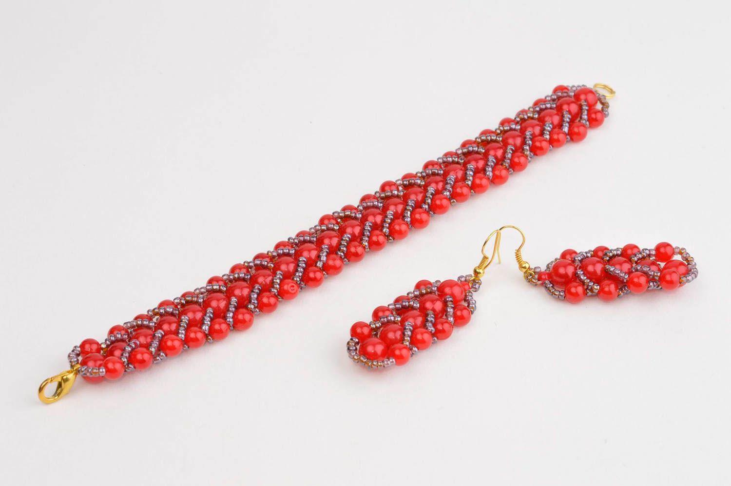Unusual handmade beaded earrings bracelet designs beaded jewelry set gift ideas photo 2